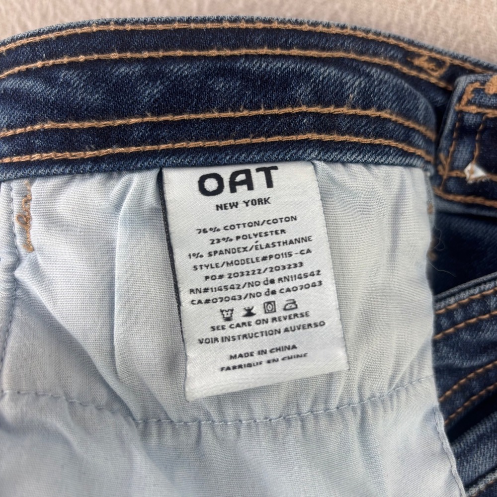 OAT New York High Rise Jeans Women 25 Blue Denim Straight Leg Stretch Workwear - Picture 8 of 10